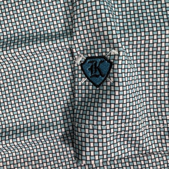 Footjoy Mens XL Golf Polo Shirt Black Blue Geometric - Picture 6 of 8